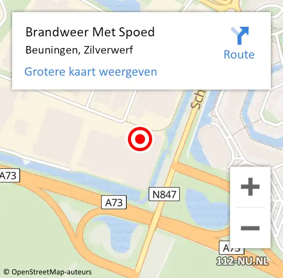 Locatie op kaart van de 112 melding: Brandweer Met Spoed Naar Beuningen, Zilverwerf op 12 mei 2022 19:46