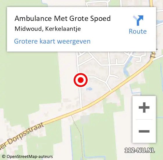 Locatie op kaart van de 112 melding: Ambulance Met Grote Spoed Naar Midwoud, Kerkelaantje op 12 mei 2022 19:51