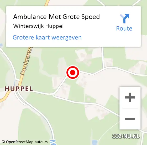 Locatie op kaart van de 112 melding: Ambulance Met Grote Spoed Naar Winterswijk Huppel op 12 mei 2022 19:57