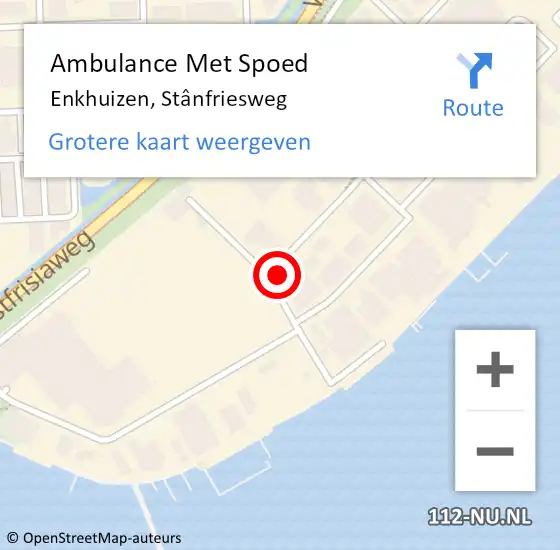 Locatie op kaart van de 112 melding: Ambulance Met Spoed Naar Enkhuizen, Stânfriesweg op 12 mei 2022 19:58