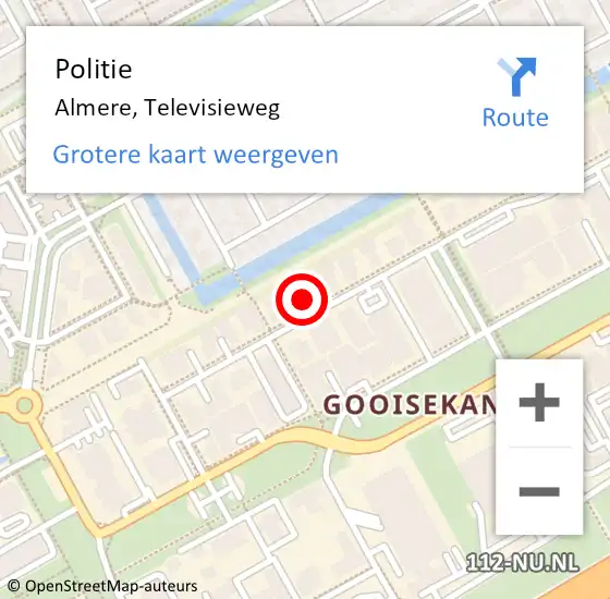 Locatie op kaart van de 112 melding: Politie Almere, Televisieweg op 12 mei 2022 20:32