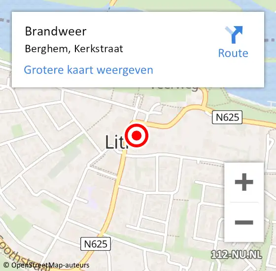 Locatie op kaart van de 112 melding: Brandweer Berghem, Kerkstraat op 12 mei 2022 20:36