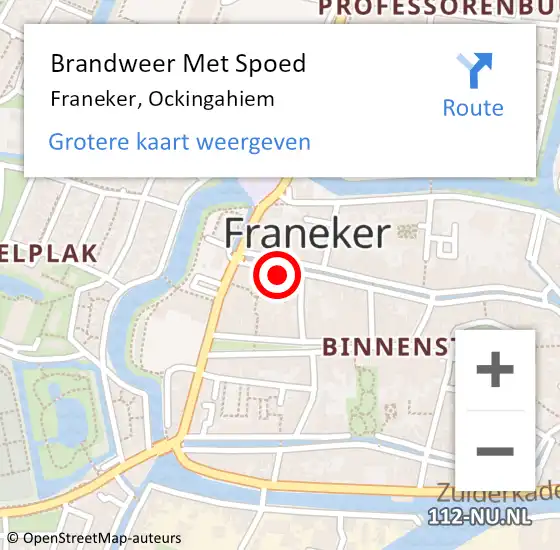 Locatie op kaart van de 112 melding: Brandweer Met Spoed Naar Franeker, Ockingahiem op 12 mei 2022 20:40