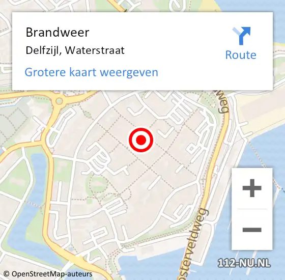 Locatie op kaart van de 112 melding: Brandweer Delfzijl, Waterstraat op 12 mei 2022 21:17