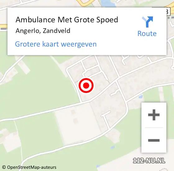 Locatie op kaart van de 112 melding: Ambulance Met Grote Spoed Naar Angerlo, Zandveld op 12 mei 2022 21:18