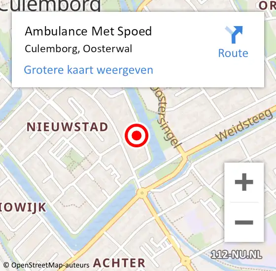 Locatie op kaart van de 112 melding: Ambulance Met Spoed Naar Culemborg, Oosterwal op 12 mei 2022 22:11