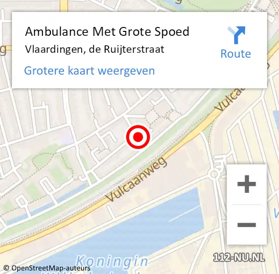 Locatie op kaart van de 112 melding: Ambulance Met Grote Spoed Naar Vlaardingen, de Ruijterstraat op 12 mei 2022 22:20