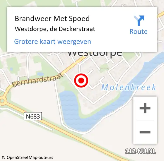 Locatie op kaart van de 112 melding: Brandweer Met Spoed Naar Westdorpe, de Deckerstraat op 12 mei 2022 22:33