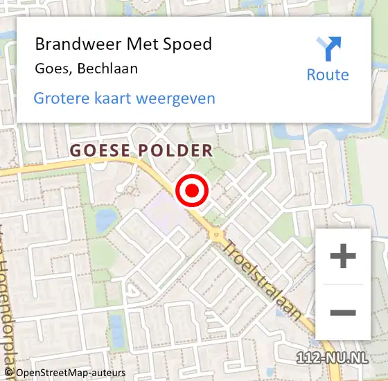 Locatie op kaart van de 112 melding: Brandweer Met Spoed Naar Goes, Bechlaan op 12 mei 2022 23:05