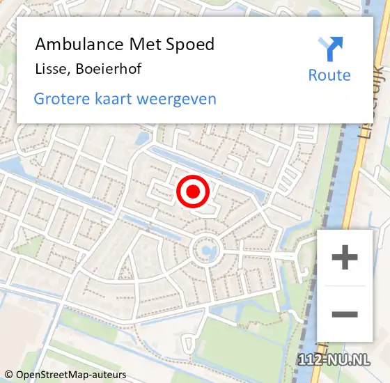 Locatie op kaart van de 112 melding: Ambulance Met Spoed Naar Lisse, Boeierhof op 12 mei 2022 23:12