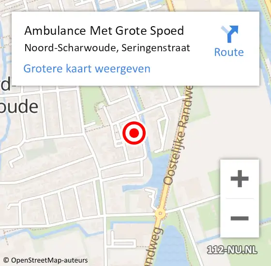 Locatie op kaart van de 112 melding: Ambulance Met Grote Spoed Naar Noord-Scharwoude, Seringenstraat op 12 mei 2022 23:30