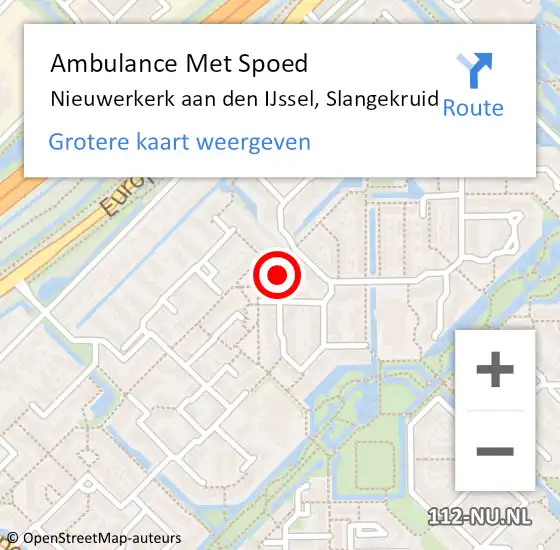 Locatie op kaart van de 112 melding: Ambulance Met Spoed Naar Nieuwerkerk aan den IJssel, Slangekruid op 12 mei 2022 23:39