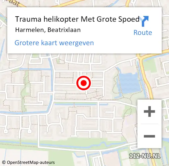 Locatie op kaart van de 112 melding: Trauma helikopter Met Grote Spoed Naar Harmelen, Beatrixlaan op 12 mei 2022 23:41