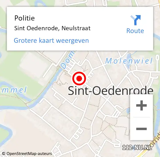 Locatie op kaart van de 112 melding: Politie Sint Oedenrode, Neulstraat op 12 mei 2022 23:44