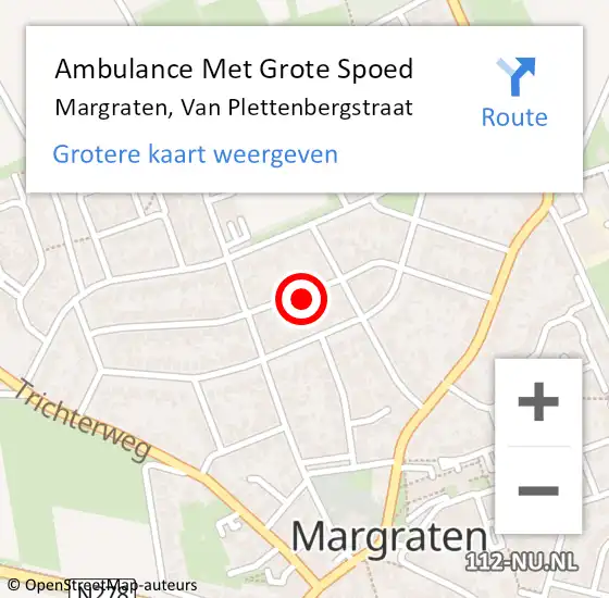 Locatie op kaart van de 112 melding: Ambulance Met Grote Spoed Naar Margraten, Van Plettenbergstraat op 17 juli 2014 09:01