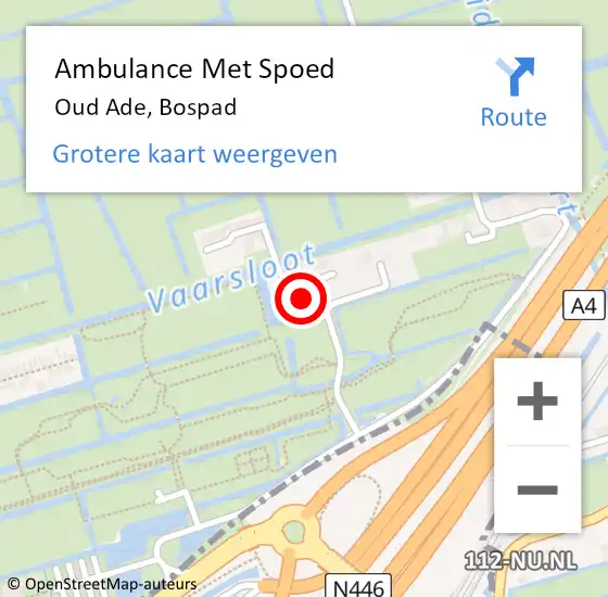 Locatie op kaart van de 112 melding: Ambulance Met Spoed Naar Oud Ade, Bospad op 12 mei 2022 23:55