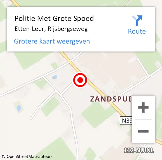 Locatie op kaart van de 112 melding: Politie Met Grote Spoed Naar Etten-Leur, Rijsbergseweg op 13 mei 2022 00:22