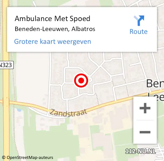 Locatie op kaart van de 112 melding: Ambulance Met Spoed Naar Beneden-Leeuwen, Albatros op 13 mei 2022 00:29
