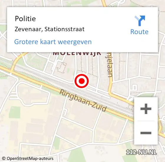 Locatie op kaart van de 112 melding: Politie Zevenaar, Stationsstraat op 13 mei 2022 00:35