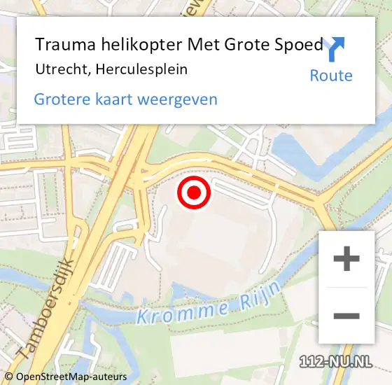 Locatie op kaart van de 112 melding: Trauma helikopter Met Grote Spoed Naar Utrecht, Herculesplein op 13 mei 2022 02:25