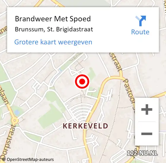 Locatie op kaart van de 112 melding: Brandweer Met Spoed Naar Brunssum, St. Brigidastraat op 13 mei 2022 02:32