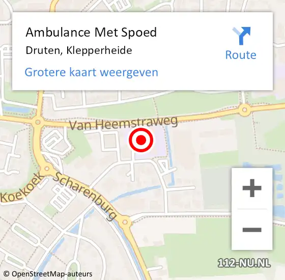 Locatie op kaart van de 112 melding: Ambulance Met Spoed Naar Druten, Klepperheide op 13 mei 2022 02:40