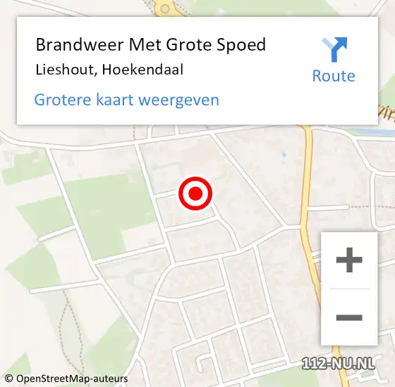 Locatie op kaart van de 112 melding: Brandweer Met Grote Spoed Naar Lieshout, Hoekendaal op 13 mei 2022 03:52