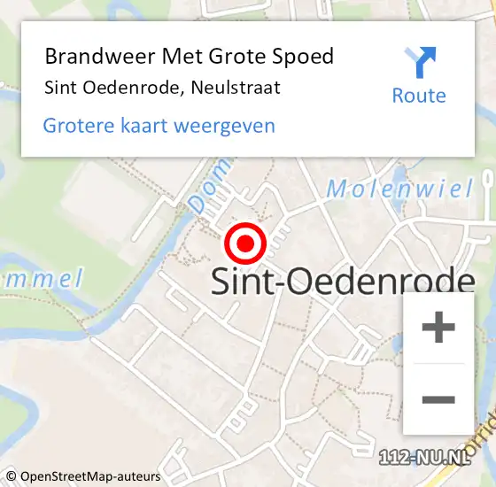 Locatie op kaart van de 112 melding: Brandweer Met Grote Spoed Naar Sint Oedenrode, Neulstraat op 13 mei 2022 04:04