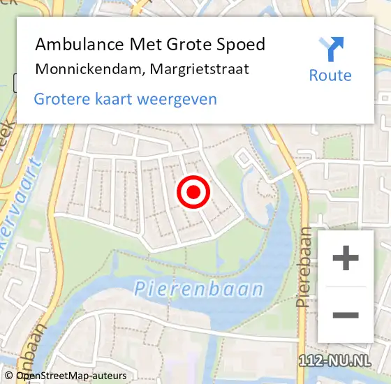 Locatie op kaart van de 112 melding: Ambulance Met Grote Spoed Naar Monnickendam, Margrietstraat op 13 mei 2022 04:39