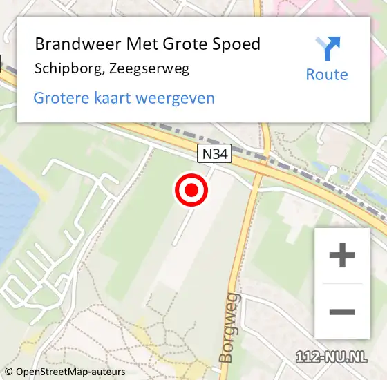 Locatie op kaart van de 112 melding: Brandweer Met Grote Spoed Naar Schipborg, Zeegserweg op 13 mei 2022 04:52