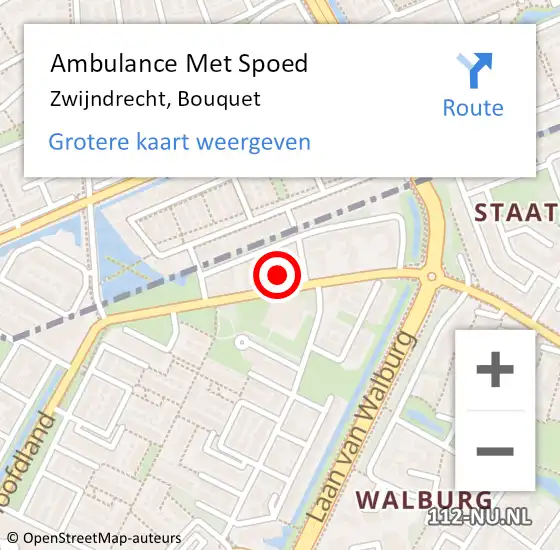 Locatie op kaart van de 112 melding: Ambulance Met Spoed Naar Zwijndrecht, Bouquet op 13 mei 2022 04:58