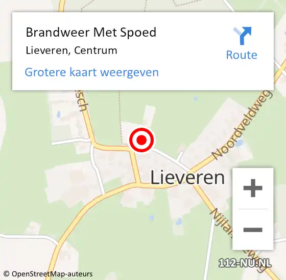 Locatie op kaart van de 112 melding: Brandweer Met Spoed Naar Lieveren, Centrum op 13 mei 2022 05:49