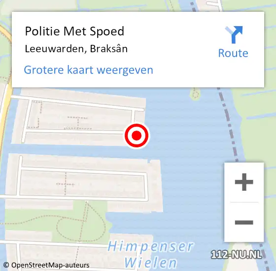 Locatie op kaart van de 112 melding: Politie Met Spoed Naar Leeuwarden, Braksân op 13 mei 2022 07:01