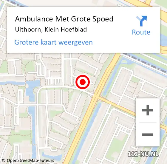 Locatie op kaart van de 112 melding: Ambulance Met Grote Spoed Naar Uithoorn, Klein Hoefblad op 13 mei 2022 07:08