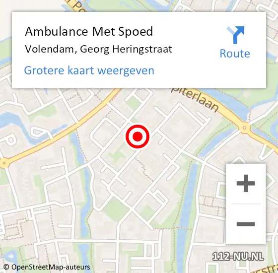 Locatie op kaart van de 112 melding: Ambulance Met Spoed Naar Volendam, Georg Heringstraat op 13 mei 2022 07:33