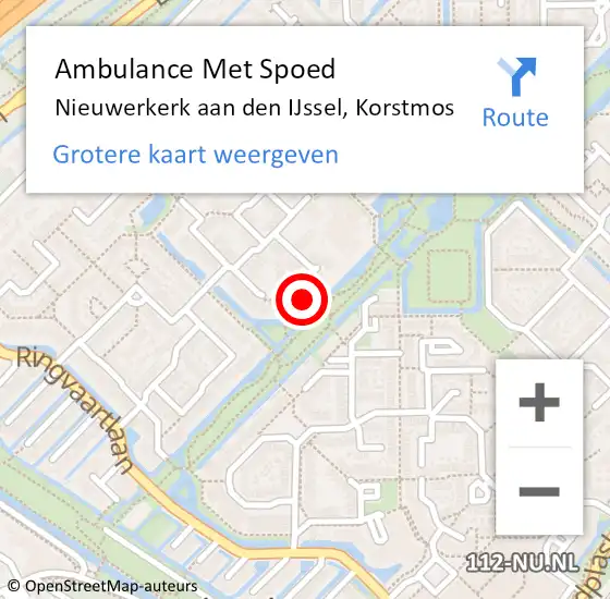 Locatie op kaart van de 112 melding: Ambulance Met Spoed Naar Nieuwerkerk aan den IJssel, Korstmos op 13 mei 2022 07:35