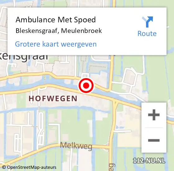 Locatie op kaart van de 112 melding: Ambulance Met Spoed Naar Bleskensgraaf, Meulenbroek op 13 mei 2022 07:50