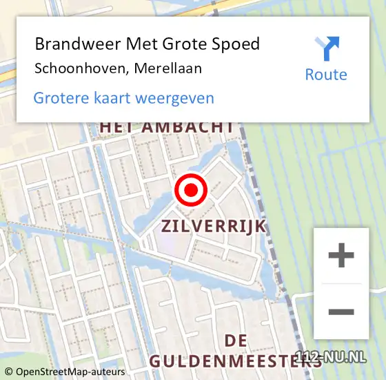 Locatie op kaart van de 112 melding: Brandweer Met Grote Spoed Naar Schoonhoven, Merellaan op 13 mei 2022 07:56