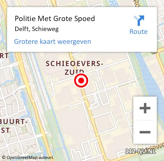 Locatie op kaart van de 112 melding: Politie Met Grote Spoed Naar Delft, Schieweg op 13 mei 2022 08:10
