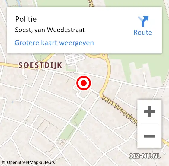 Locatie op kaart van de 112 melding: Politie Soest, van Weedestraat op 13 mei 2022 08:16