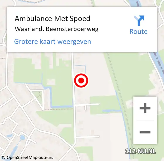 Locatie op kaart van de 112 melding: Ambulance Met Spoed Naar Waarland, Beemsterboerweg op 13 mei 2022 08:19