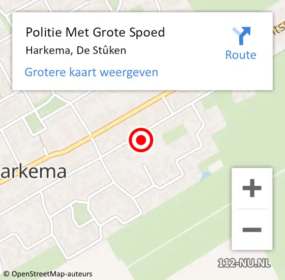 Locatie op kaart van de 112 melding: Politie Met Grote Spoed Naar Harkema, De Stûken op 13 mei 2022 08:25