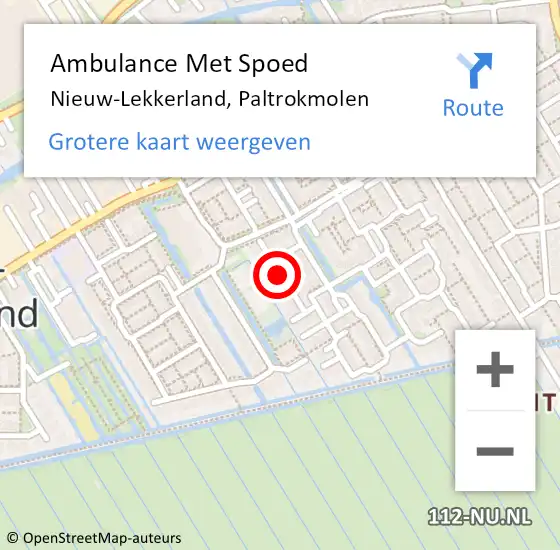 Locatie op kaart van de 112 melding: Ambulance Met Spoed Naar Nieuw-Lekkerland, Paltrokmolen op 13 mei 2022 08:37