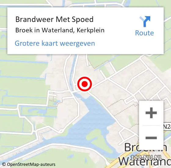 Locatie op kaart van de 112 melding: Brandweer Met Spoed Naar Broek in Waterland, Kerkplein op 13 mei 2022 08:51