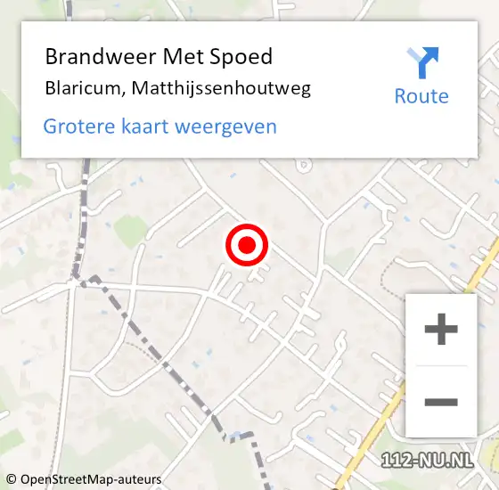 Locatie op kaart van de 112 melding: Brandweer Met Spoed Naar Blaricum, Matthijssenhoutweg op 13 mei 2022 08:58