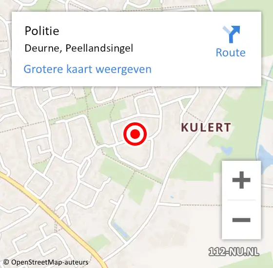 Locatie op kaart van de 112 melding: Politie Deurne, Peellandsingel op 13 mei 2022 10:07