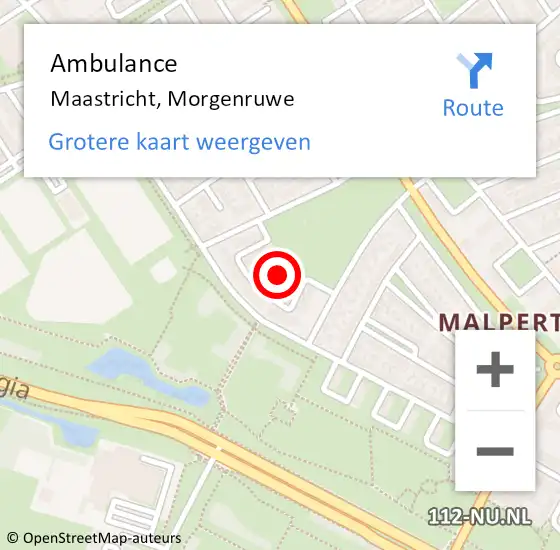 Locatie op kaart van de 112 melding: Ambulance Maastricht, Morgenruwe op 8 oktober 2013 15:14