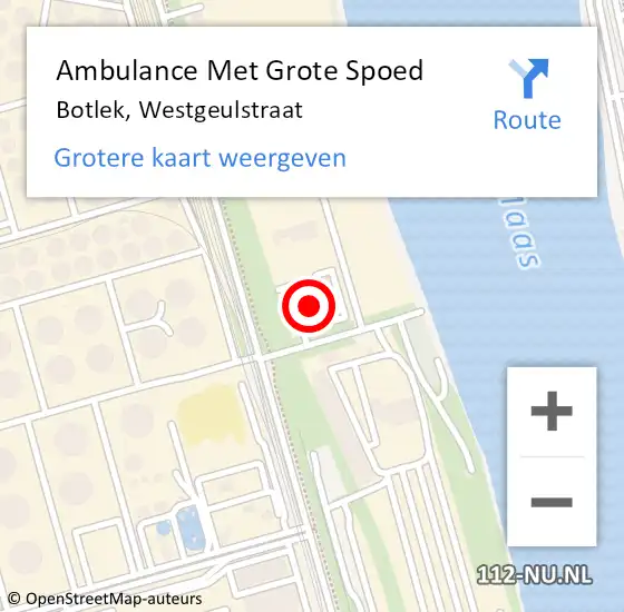 Locatie op kaart van de 112 melding: Ambulance Met Grote Spoed Naar Botlek, Westgeulstraat op 13 mei 2022 10:16