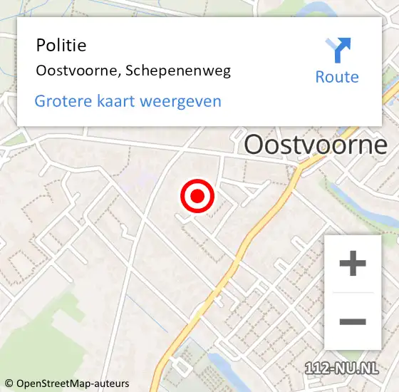 Locatie op kaart van de 112 melding: Politie Oostvoorne, Schepenenweg op 13 mei 2022 10:29