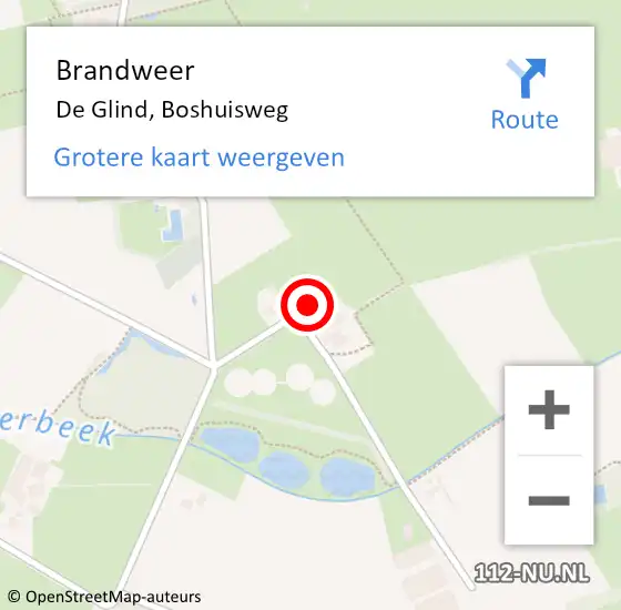 Locatie op kaart van de 112 melding: Brandweer De Glind, Boshuisweg op 17 juli 2014 09:32